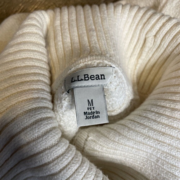 L.L. Bean All-Day Waffle Sweater Turtleneck Womens Medium Petite Cream - Picture 6 of 6